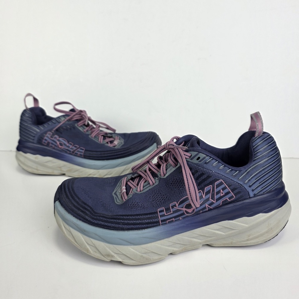 Hoka Bondi 6 Shoes Womens 9 Blue Purple Running Gym Workout Athletic